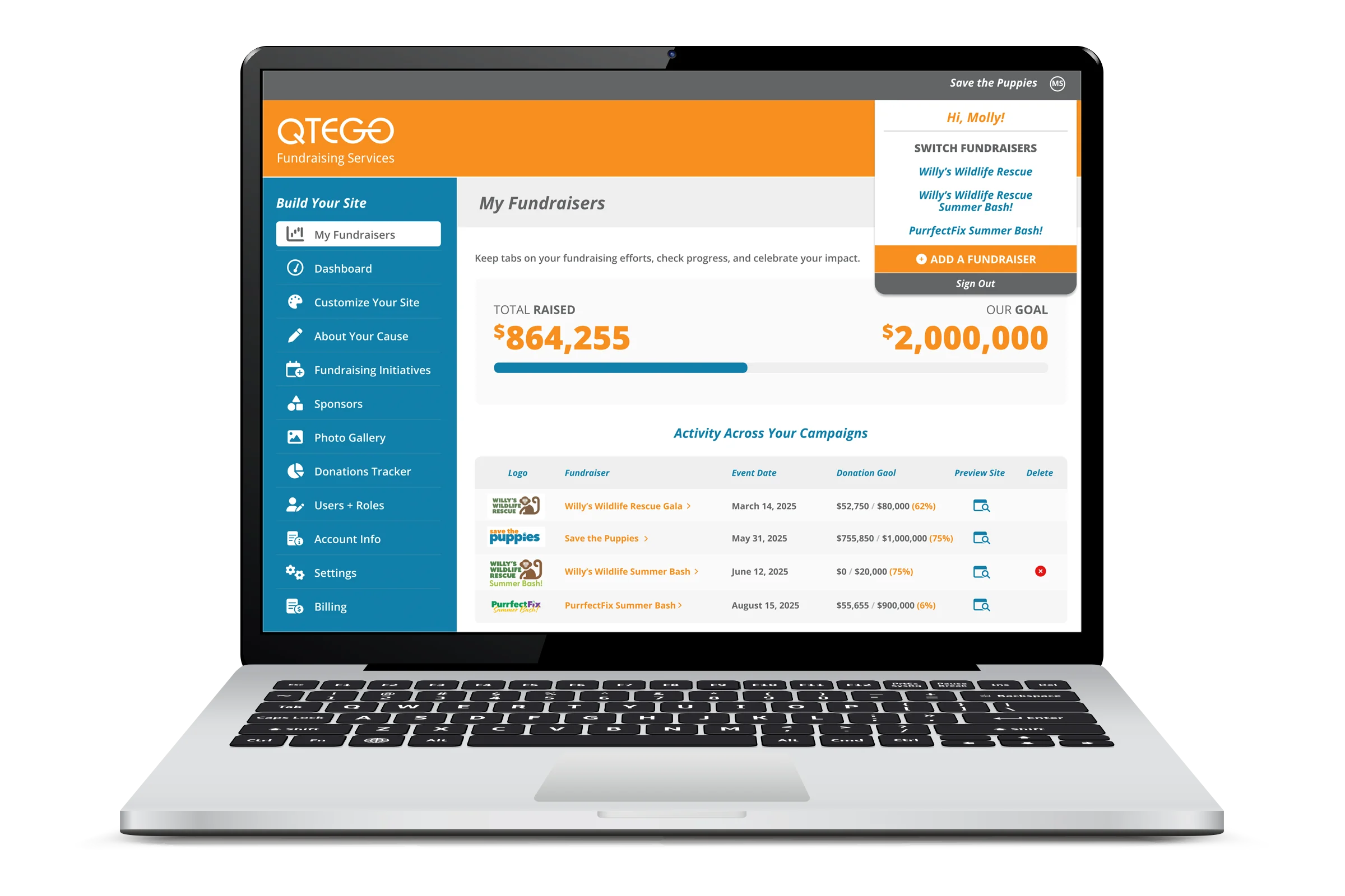 Peer-to-Peer Admin | Manage Your Fundraising Events